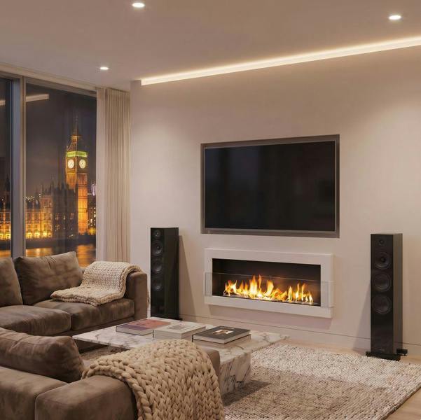 BIOFireplacesGMT Bioethanol Fireplace Wall Mounted 1200x400 White Gloss with Glass Ventless