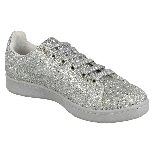 Spot On Ladies Spot On Glittery Lace Up Trainers