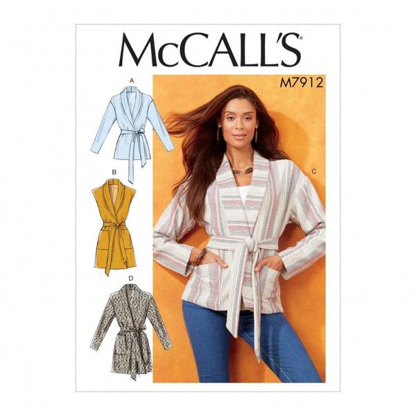 McCalls 7912 Paper Sewing Pattern – Women's Jacket, Cardigan & Waistcoat, Size L-XXL, Easy