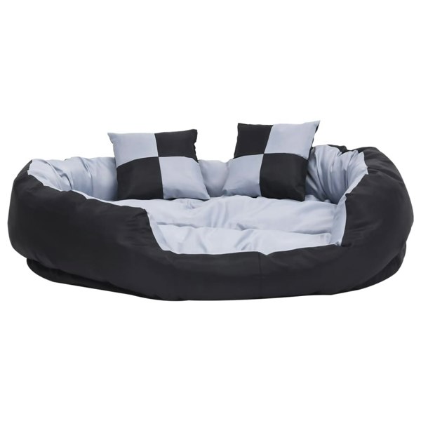 Berkfield Reversible & Washable Dog Cushion Grey and Black 110x80x23 cm
