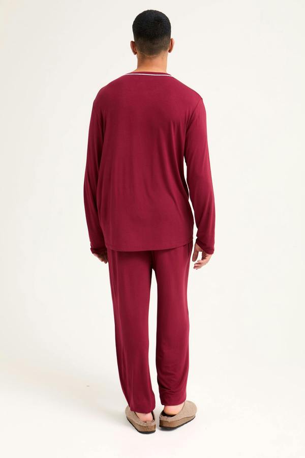 Mister You Bamboo Pyjama Set in Claret - Pajamas
