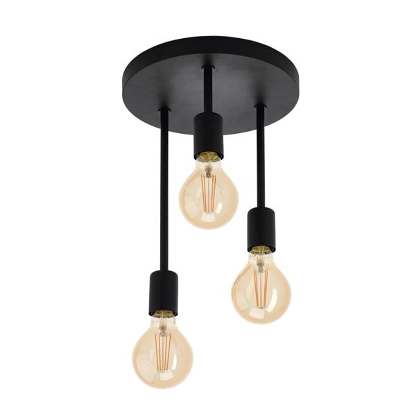 EGLO Wilmcote 3-Light Black Ceiling Light With Exposed Bulbs