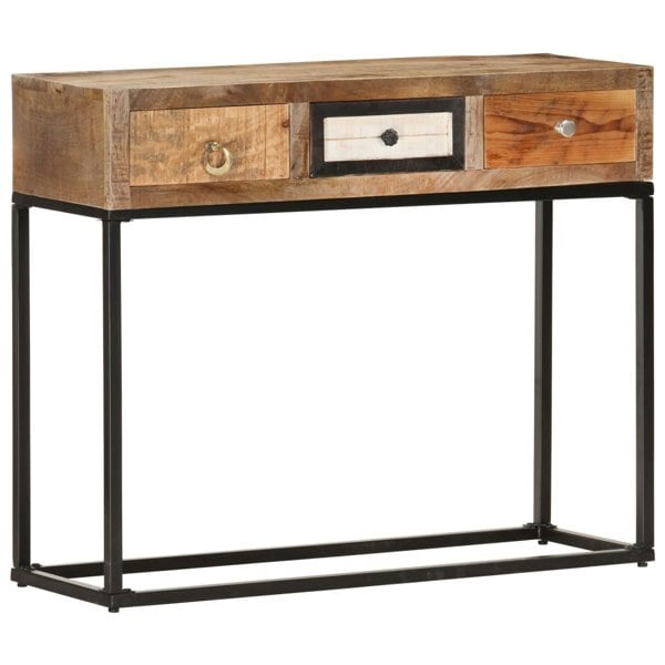Berkfield Console Table Gold 90x30x75 cm Solid Reclaimed Wood