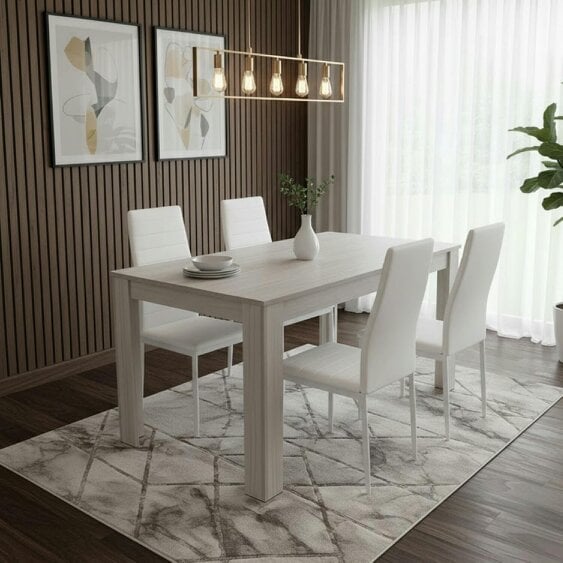 Kosy Koala Dining Table With 4 Chairs Modern Kitchen Dining Table and 4 White Faux Leather Dining Chairs