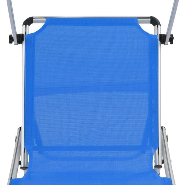 Berkfield Folding Sun Lounger with Roof Aluminium and Textilene Blue