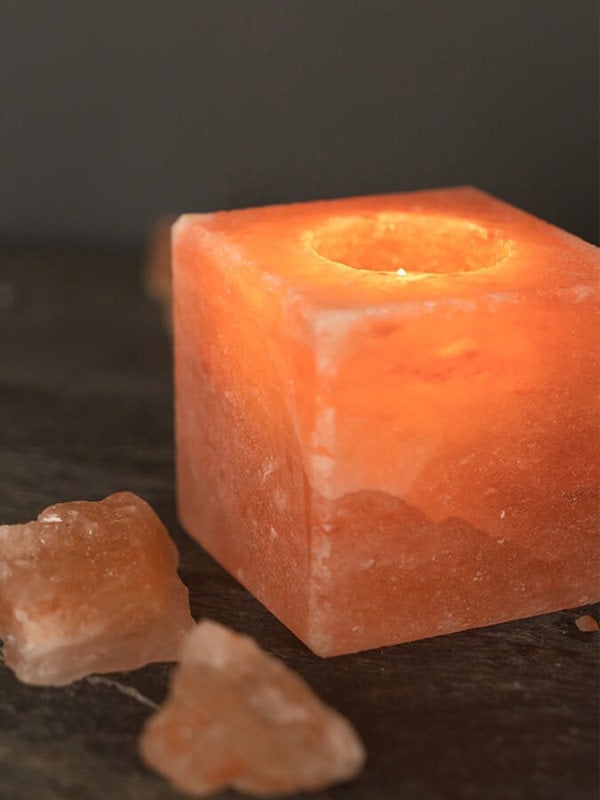 Yoga Studio Himalayan Salt Tealight Candle Holder - Square