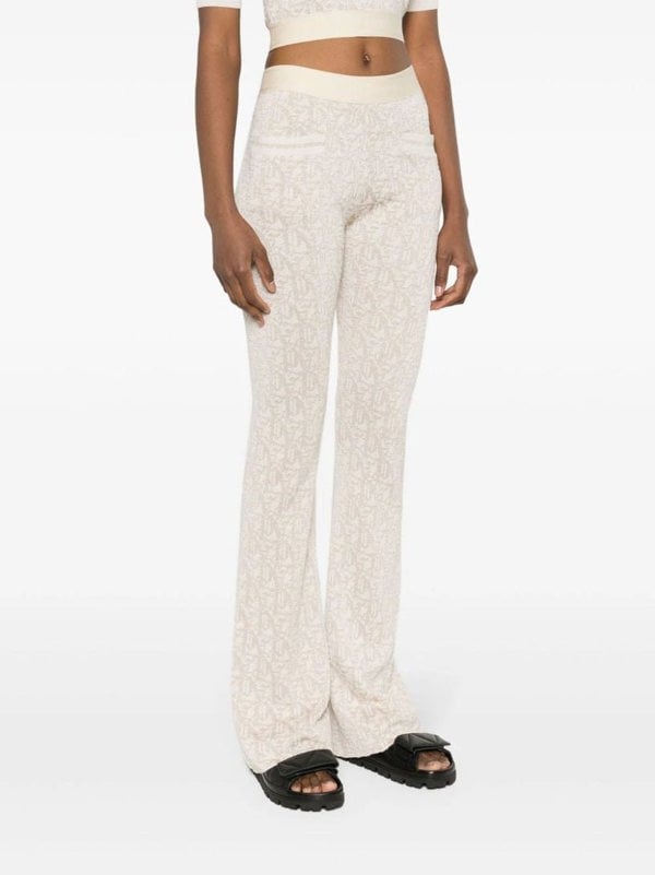 Palm Angels Monogram Jacquard Knitted Trousers Beige - Supplied FashionPALM ANGELS