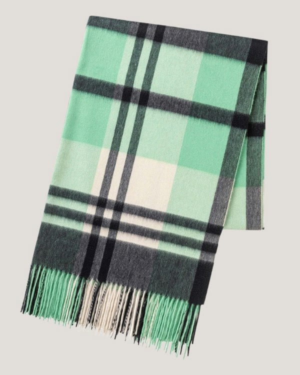 Joshua Ellis Primary Black Watch Cashmere Stole Green