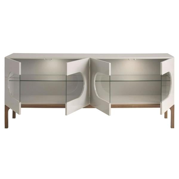 Angel Cerdá Grey and Walnut Wood Sideboard With Interior Lighting 3241