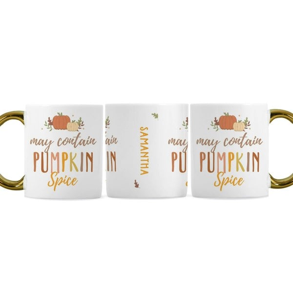 Personalised Memento Company Personalised Pumpkin Spice Gold Handle Mug