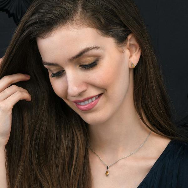 namana 925 Sterling Silver Citrine Marquise Stud Earrings