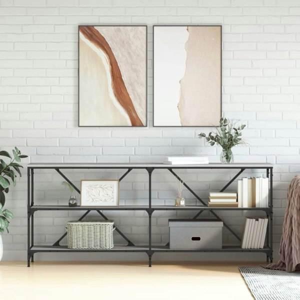 Berkfield Console Table Grey Sonoma 180x30x75 cm Engineered Wood and Iron