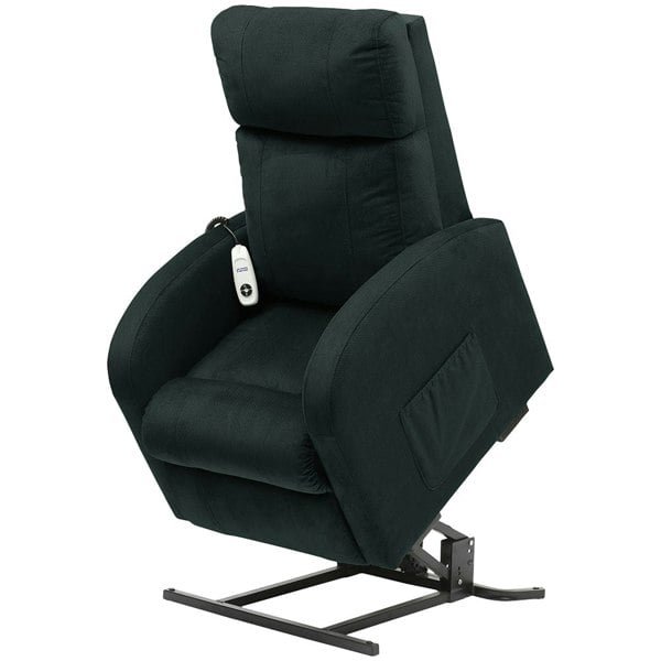 Single Motor Rise and Recline Lounge Chair - Blue Coloured Micro Fibre Material Loops