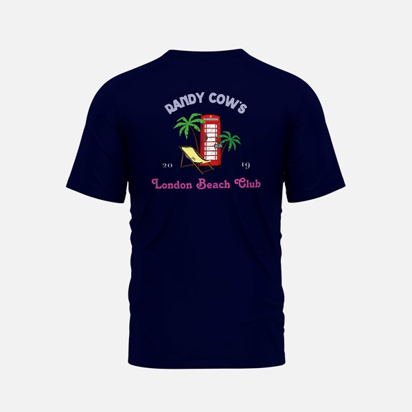 Randy Cow London Beach Club Phone Box - Navy Organic Cotton T-Shirt