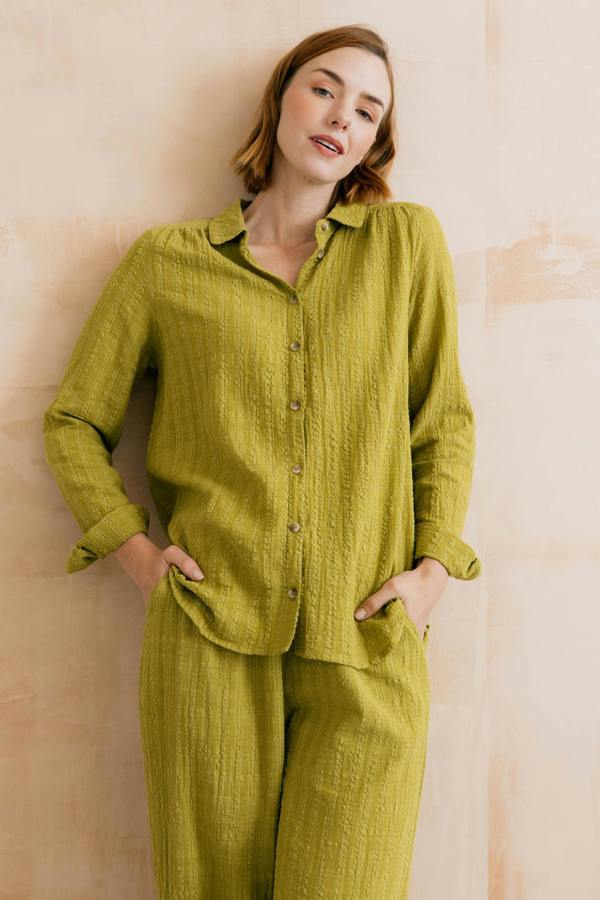 Lily & Me Savannah Textured Seersucker Shirt Lime