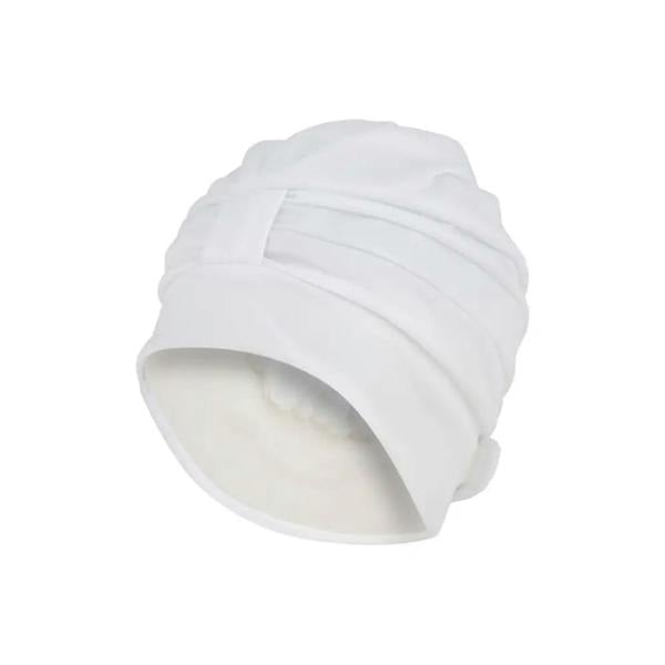 Fashy draped fabric swim cap with white pleated chefs hat design
