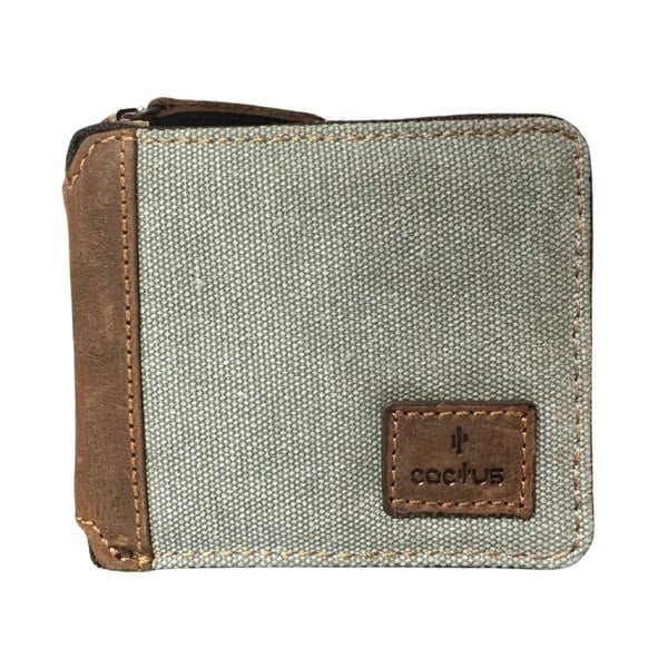 Mala Leather Canvas & Hunter Leather – RFID Protection, Card Slots, Coin Pocket & ID Window – 11 x 9 x 2 cm