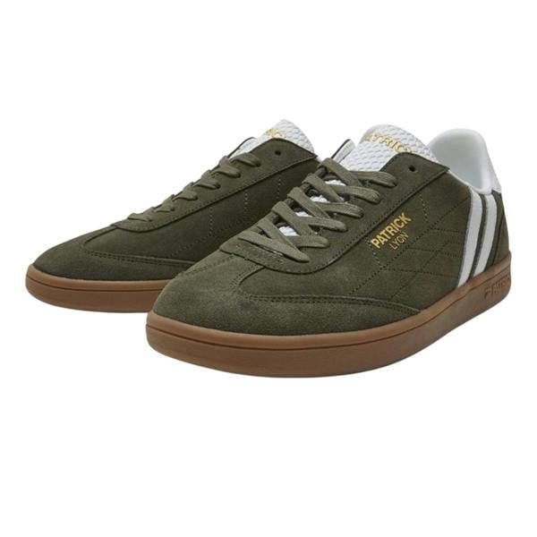 Patrick Mens Lyon Suede Cupsole Trainers - Olive/Gum - 