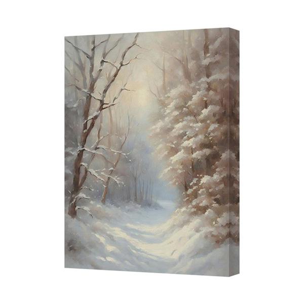 Benjamin Tate Design Winter Snowy Forest Path Canvas Art Print Wall Decor