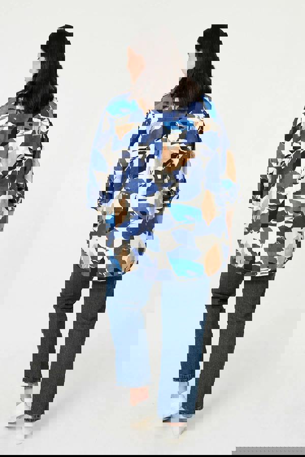 Navy | Curve Abstract Print 3/4 Sleeve Blouse