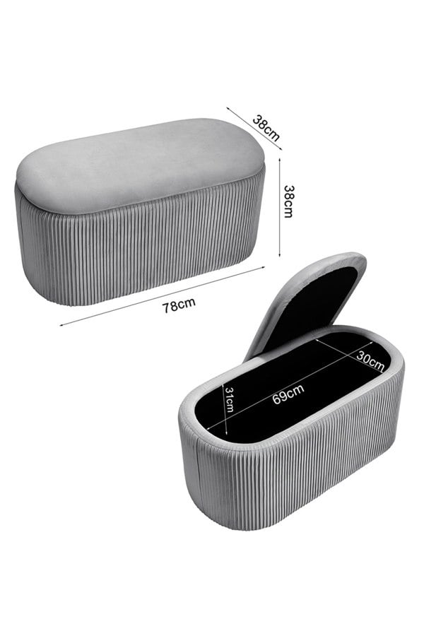 Living and Home Maliyah Velvet Oval Storage Footstool