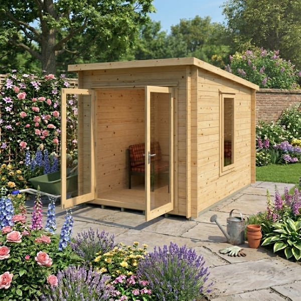 Shire Emneth 10Gx7 Pent Log Cabin 19mm interlock Cladding - Rackhams