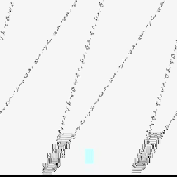 Swarovski Ladies Millenia Rhodium Plated Blue Octagon Necklace 5640289