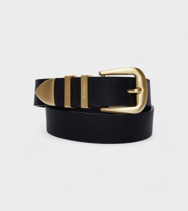 Votch Daisy Vegan Bio-Based Bamboo Western belt in black