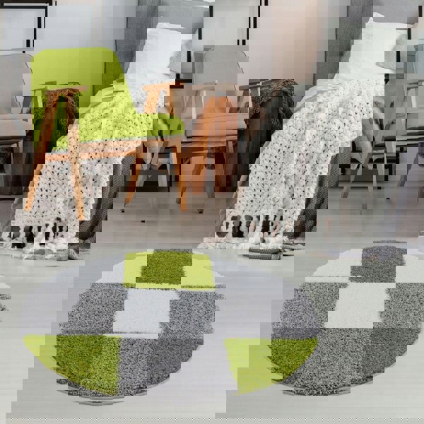 Geometric Design Thick Shaggy Area Rugs Green