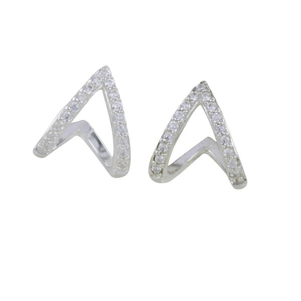 Sterling Silver Heart Huggie and Pavé Earrings - Reeves & Reeves