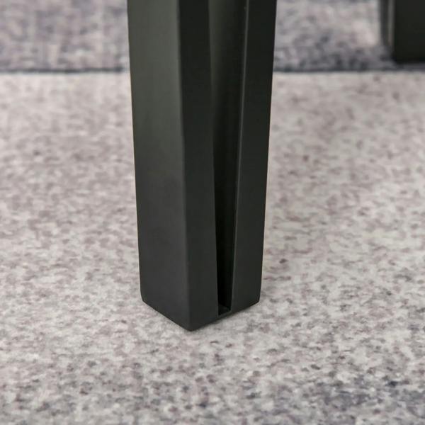 Black metal table leg base detail for triangular nesting tables