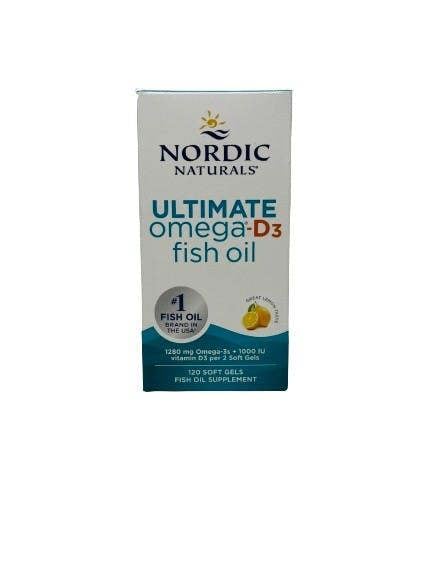 Nordic Naturals Ultimate Omega-D3 Fish Oil, 1280mg Lemon - 120 softgels