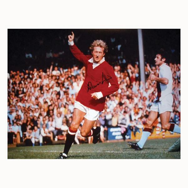 Denis Law signed photo — Premium framing