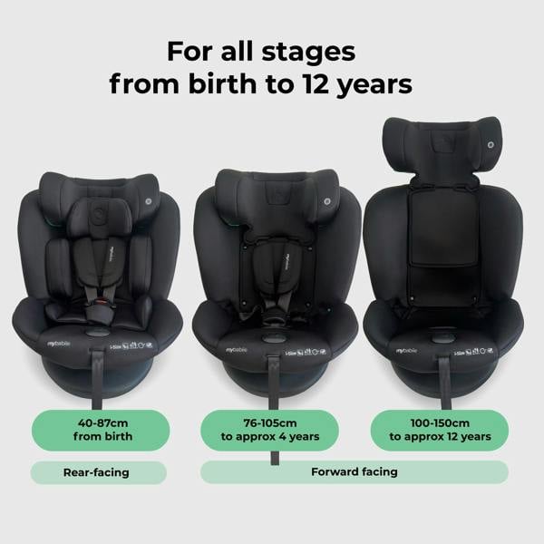 My Babiie MBCS300 Easy Spin R129 Car Seat with Top Tether - Black