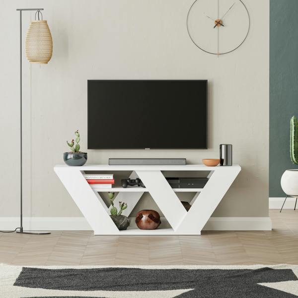 Decortie Pipralla Modern TV Stand Unit with Shelves for Up to 43" TVs 110cm