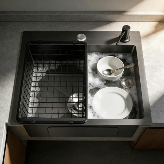 Havendro Black Kitchen Sink Undermount Drop-in Single Bowl Stainless Steel