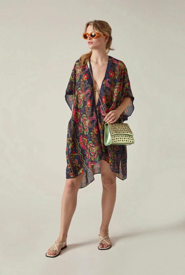 James Lakeland Navy Paisley Floral Kaftan