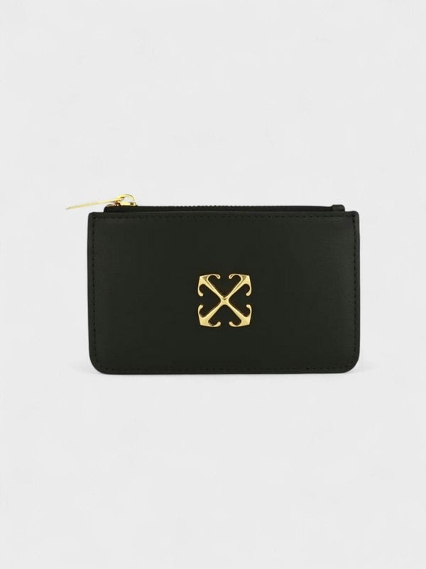 Off - White Jitney Arrows Plaque Leather Wallet Black - Supplied FashionOff - White