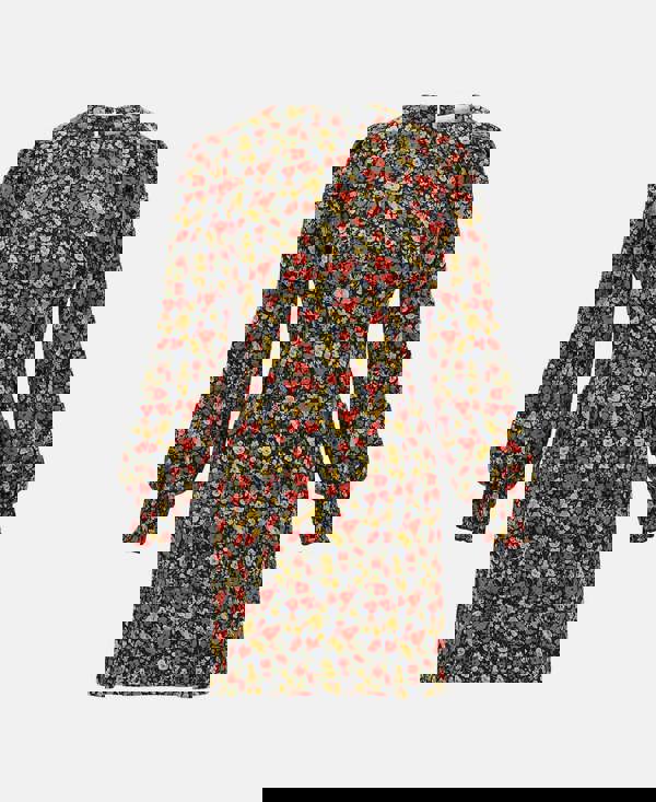 Red Floral Corset Detail Mini Dress long sleeve front