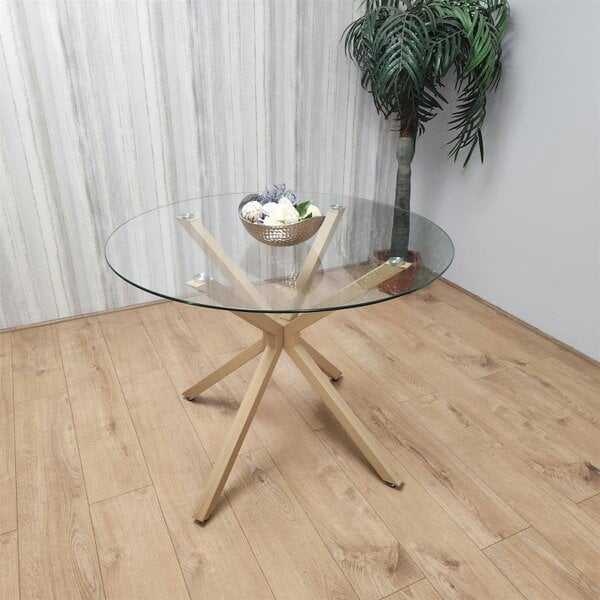Kosy Koala Dining Table Clear Glass Kitchen Place for 4 Seats, Dining Table Only (Clear H 75 x L 100 x W 100 cm)