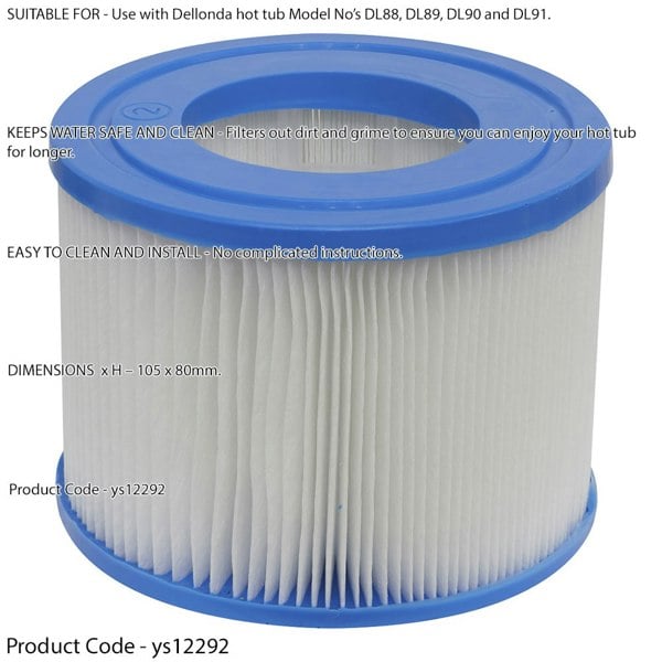 105 x 80mm Hot Tub Spa Filter Cartridge - Replacement New Water Filtration Pod - LoopsDirect