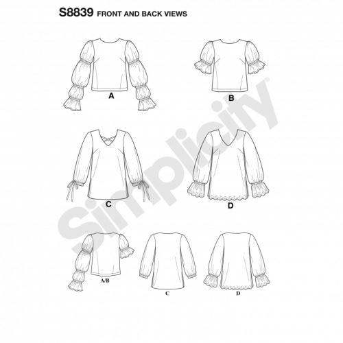 Simplicity Sewing Pattern 8839, Tops for Women, H5 (6-8-10-12-14) - Intermediate