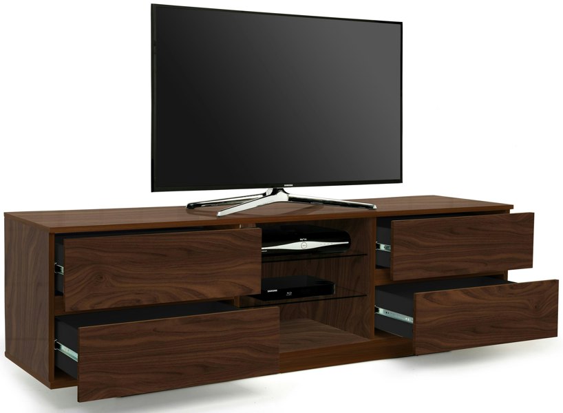 Centurion Supports Avitus Premium Walnut with 4-Walnut Drawers and 3-Shelves 32"-65" LED/OLED/LCD TV Cabinet