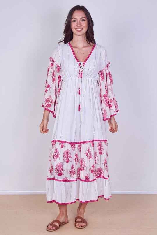 Bohemian Tiered Maxi Dress – Flowy Viscose Elegance