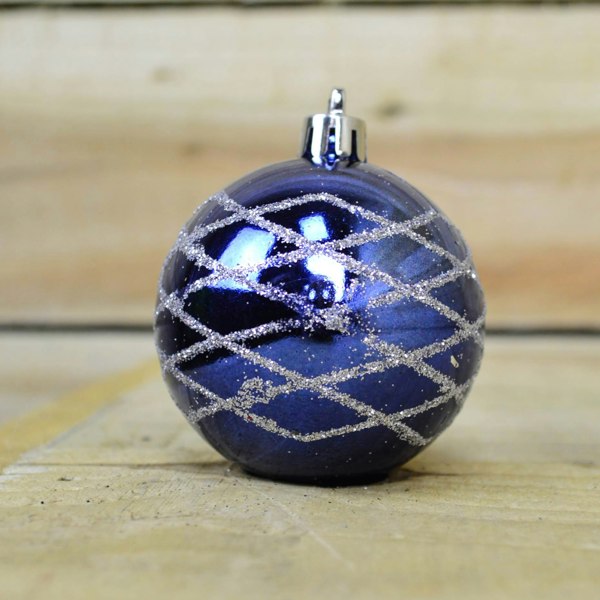Samuel Alexander 9 Pack Premier 60mm Deluxe Glitter Christmas Tree Baubles - Midnight Blue