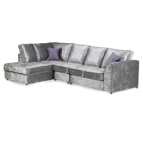 Furnishings For Less Crystal Crushed Velvet Full Back 5 Seater L Shaped Corner Sofa