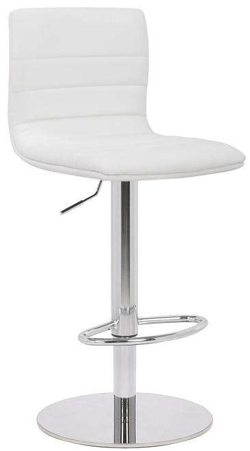 Lamboro Deluxe Aldo White Bar Stool - Height Adjustable Swivel Breakfast Barstool
