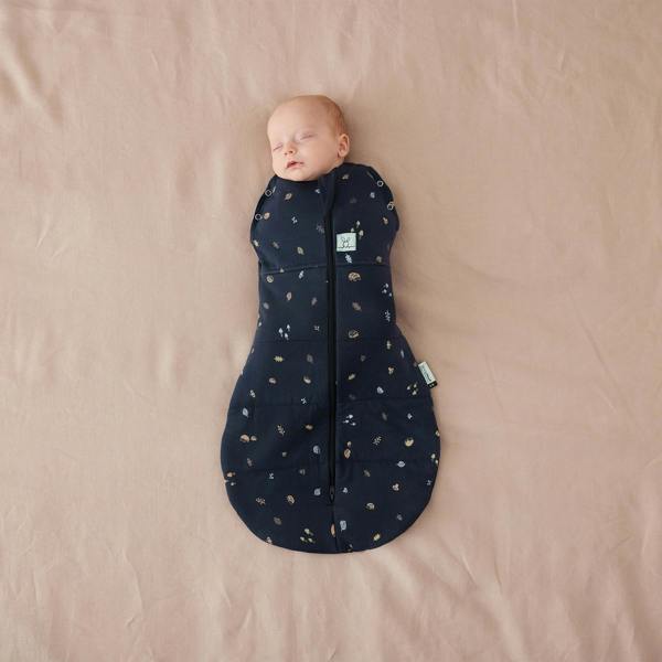 Organic Winter Cocoon Swaddle Sleeping Bag - Navy Blue Hedgehog - 2.5 TOG