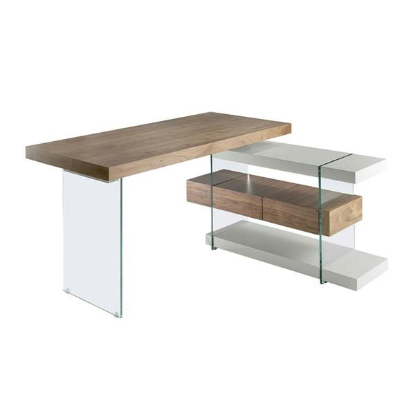 Angel Cerdá Tempered glass desk with wooden top 3002/3003