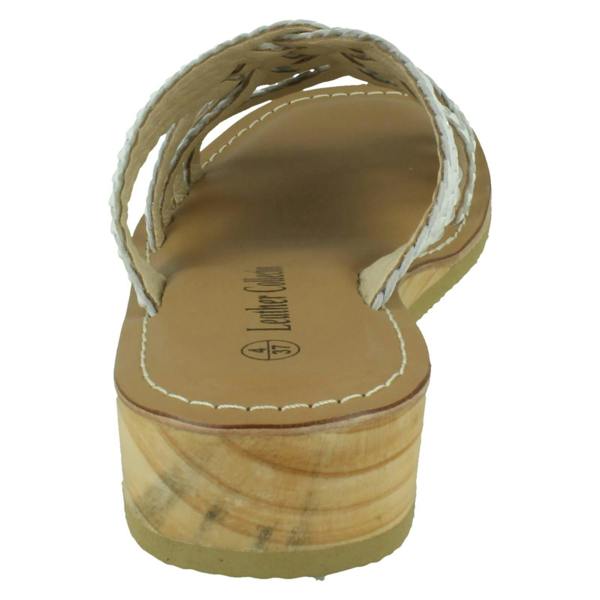 Leather Collection Ladies Leather Collection Low Wedge Platform Sandals F00422